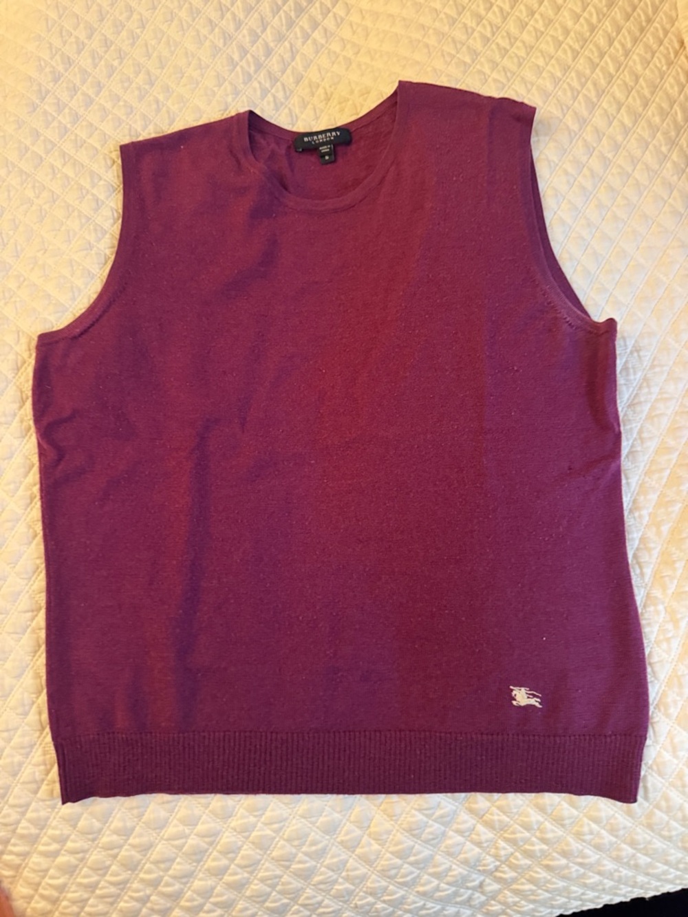 Burberry Burgundy Sleeveless Knit Sweater Vest